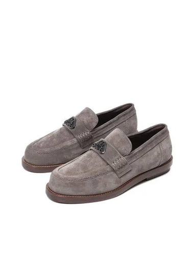 Seal Plaque Suede Loafers Brown - ALEXANDER MCQUEEN - BALAAN 1