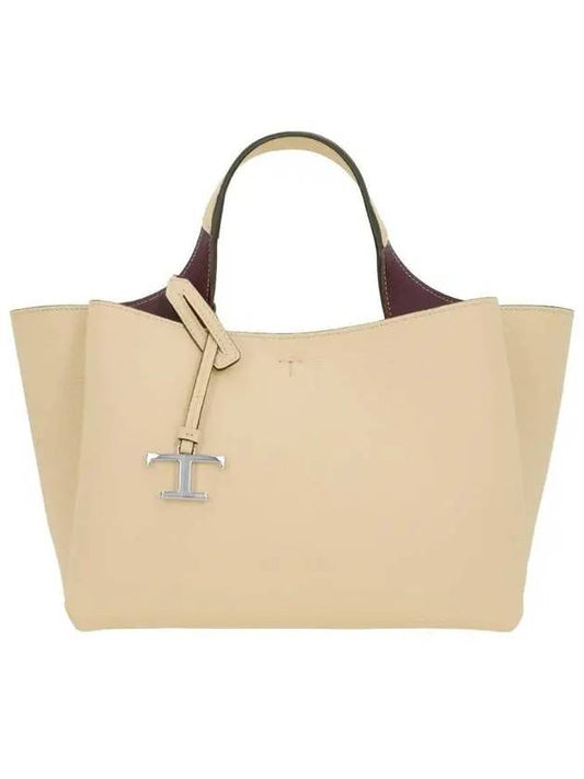 T Timeless Leather Mini Tote Bag Beige - TOD'S - BALAAN 2