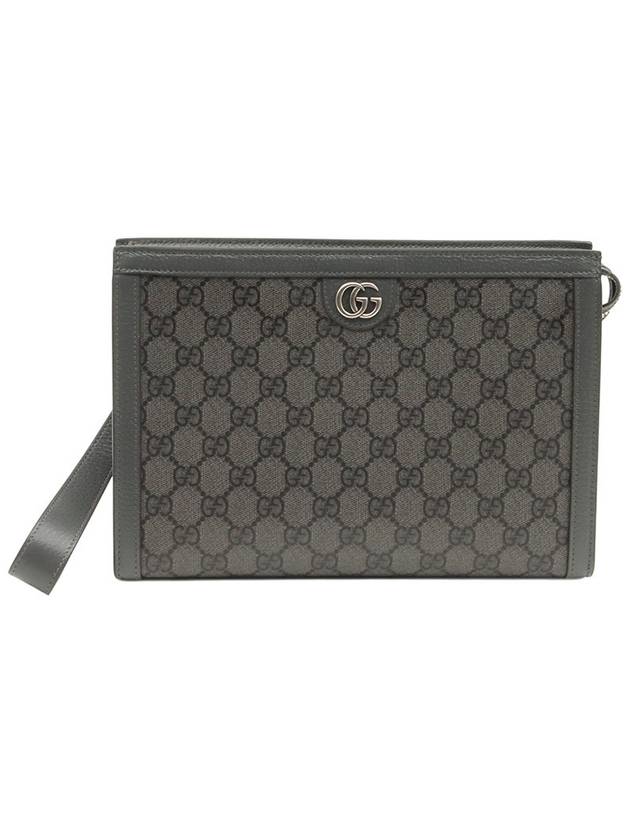 Gray GG Supreme Canvas Ophidia Strap Pouch Clutch - GUCCI - BALAAN 1