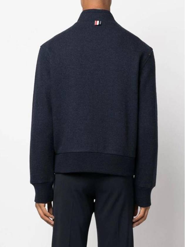 Funnel Neck Zip-Up Jacket Navy - THOM BROWNE - BALAAN 5