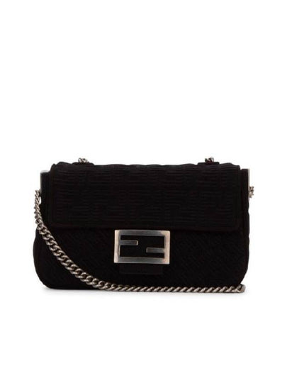 Baguette FF Fabric Chain Mini Bag Black - FENDI - BALAAN 2