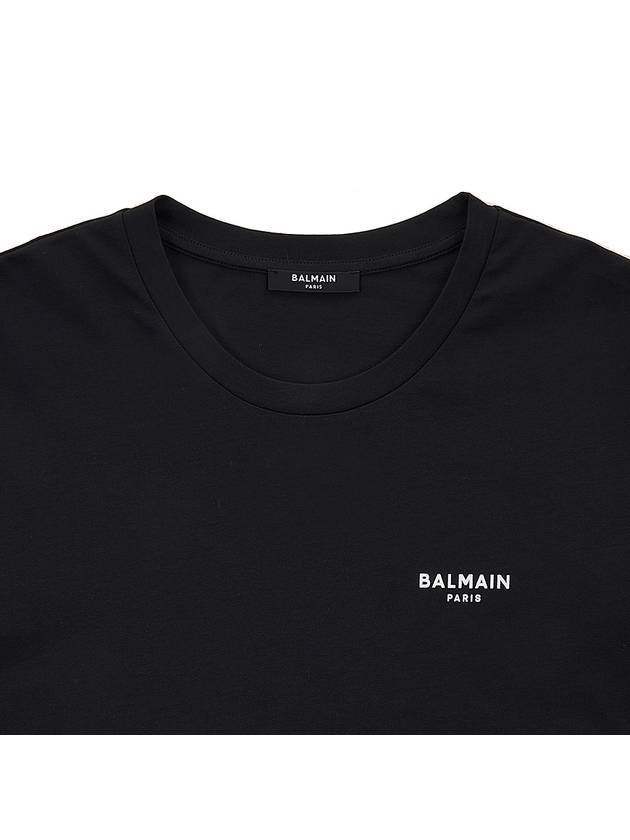 Logo Print Eco Responsible Cotton Short Sleeve T-Shirt Black - BALMAIN - BALAAN 4