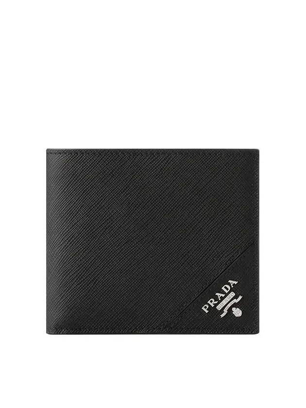 Saffiano Leather Half Wallet Black - PRADA - BALAAN 2