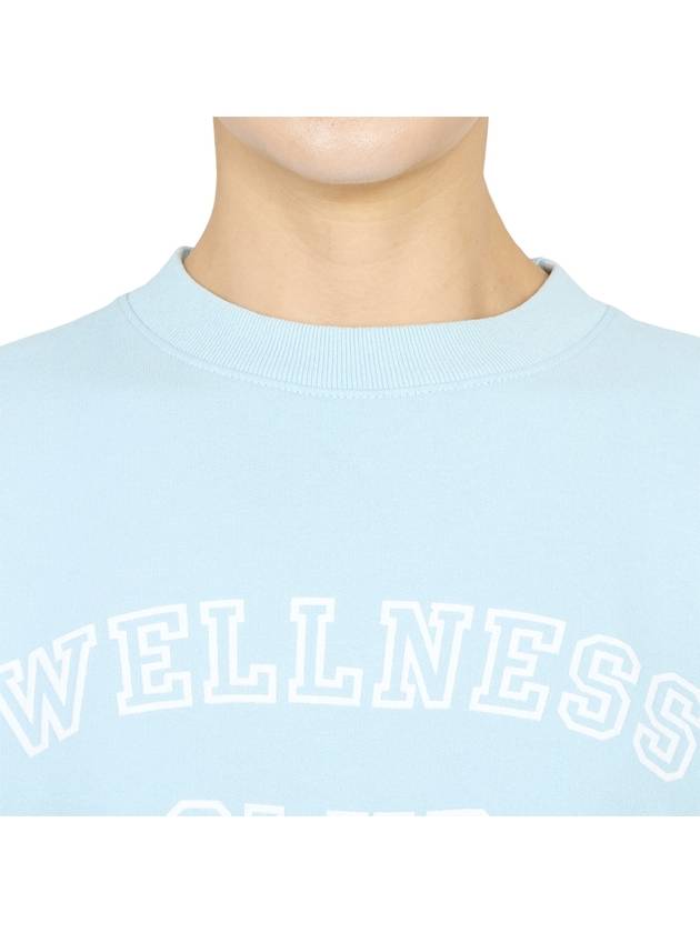 Wellness Club Flock Crew Neck Cotton Sweatshirt Baby Blue - SPORTY & RICH - BALAAN 7