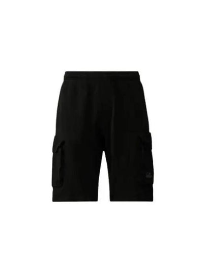 Cotton Fleece Mixed Cargo Shorts Black - CP COMPANY - BALAAN 2