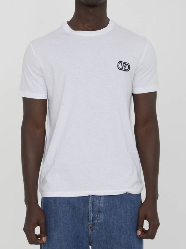 V logo signature patch cotton short sleeve t shirt white - VALENTINO - BALAAN 2