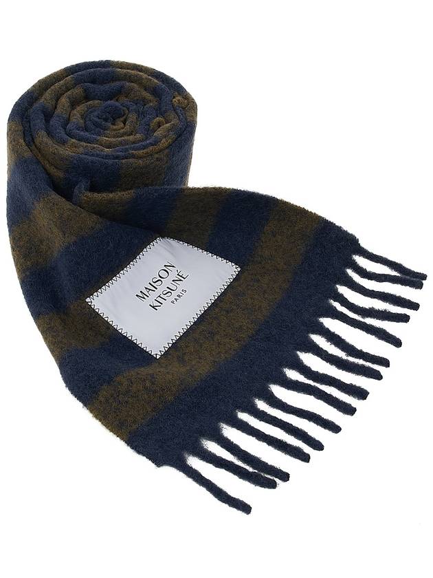 Maison Kitsune Logo patch stripe muffler LM06202WA0019 IB KR - MAISON KITSUNE - BALAAN 1