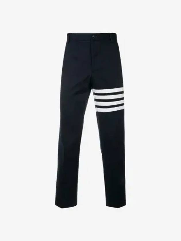 Diagonal Unconstructed Chino Straight Pants Navy - THOM BROWNE - BALAAN 2