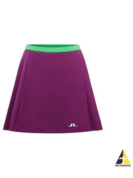 Women's Sierra Golf Pleated Skirt Green Purple - J.LINDEBERG - BALAAN 2