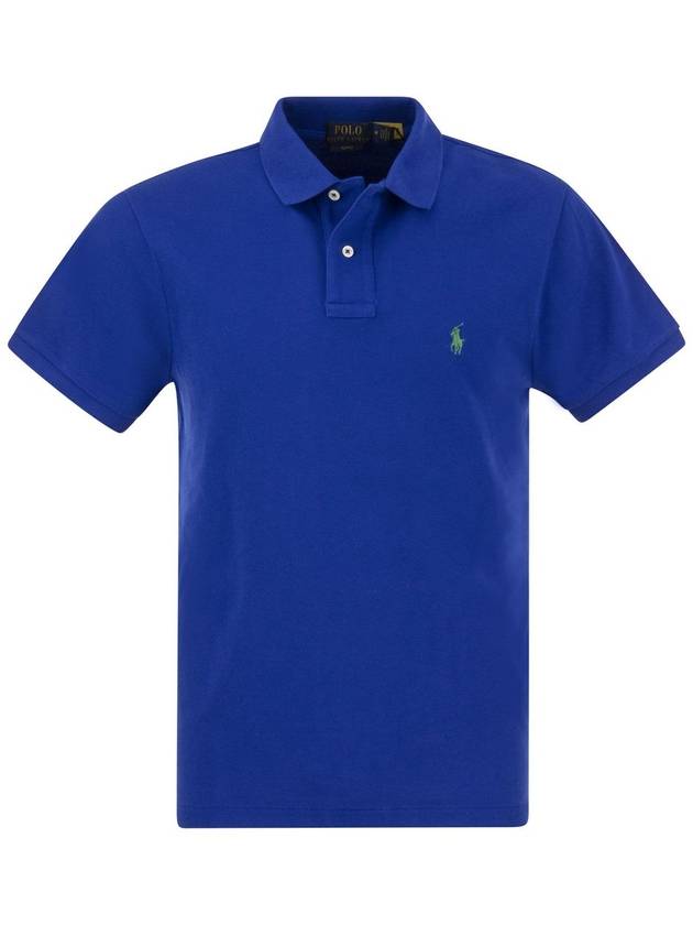 Embroidered Pony Logo Green Polo Shirt Dark Blue - POLO RALPH LAUREN - BALAAN 2