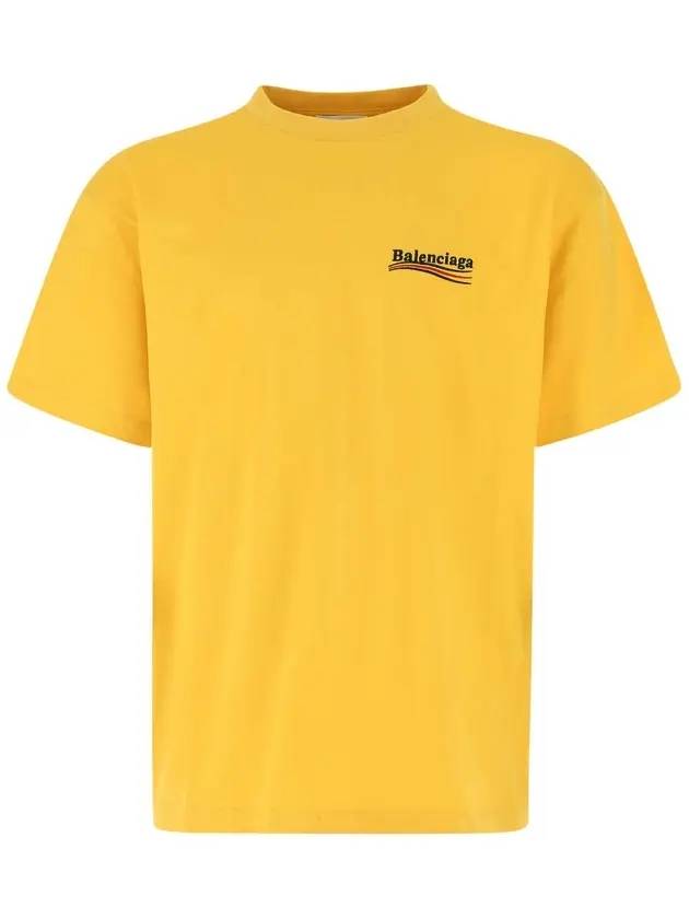 Wave Logo Political Campaign Large Fit Short Sleeve T-Shirt Yellow - BALENCIAGA - BALAAN.