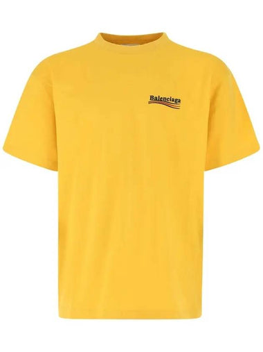 Wave Logo Political Campaign Large Fit Short Sleeve T-Shirt Yellow - BALENCIAGA - BALAAN 1