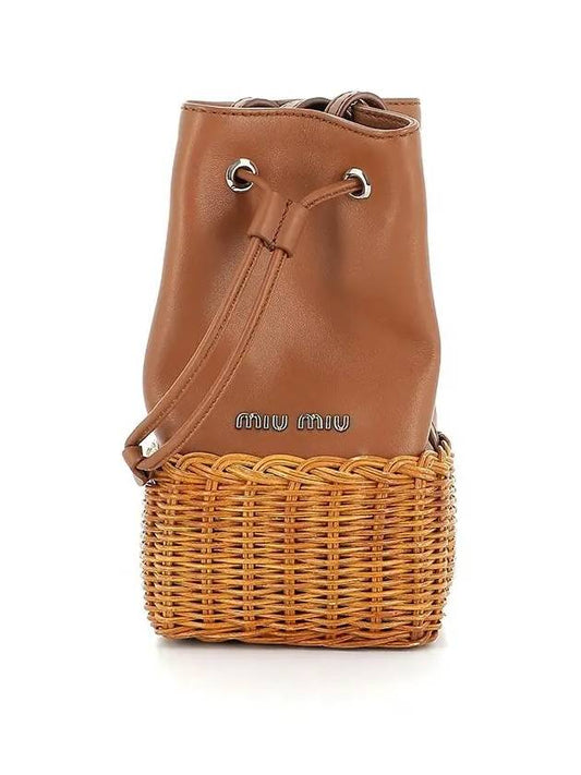 Mini Rattan Bag Bucket Bag Brown 5BH127 A603 - MIU MIU - BALAAN 1