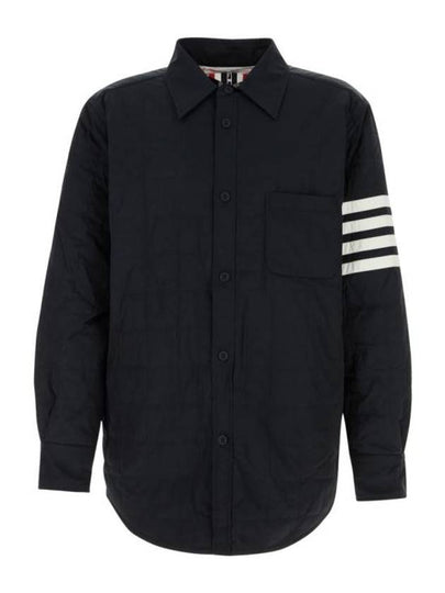 4 Bar Poly Twill Down Shirt Jacket Navy - THOM BROWNE - BALAAN 2