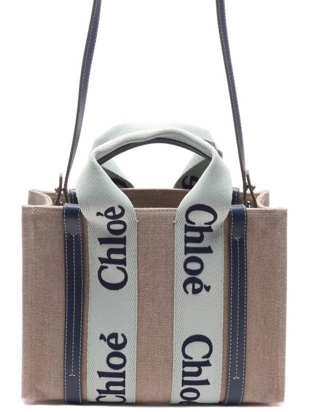 Woody Logo Small Tote Bag Green Blue - CHLOE - BALAAN 3