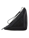 triangle strap leather pouch bag black - PRADA - BALAAN.