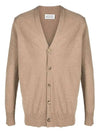 Signature Stitch V-neck Wool Cardigan Beige - MAISON MARGIELA - BALAAN 3