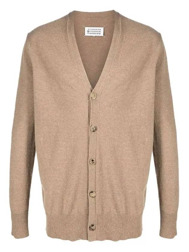 Signature Stitch V-neck Wool Cardigan Beige - MAISON MARGIELA - BALAAN 3