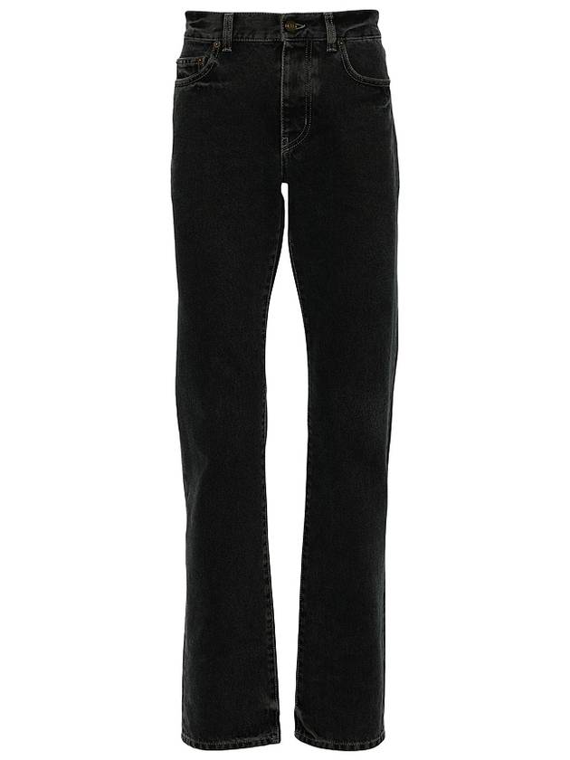 Classic Slim Cut Cotton Straight Jeans Black - SAINT LAURENT - BALAAN 6