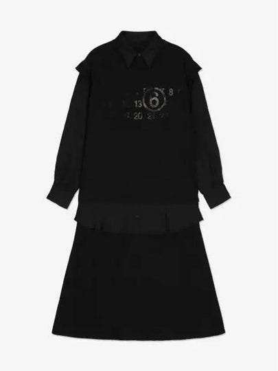 Women's 6 Numbering Logo Overlayered Shirt Long Dress Black - MAISON MARGIELA - BALAAN 2