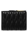 Logo Zipper Leather Card Wallet Black - MIU MIU - BALAAN 3