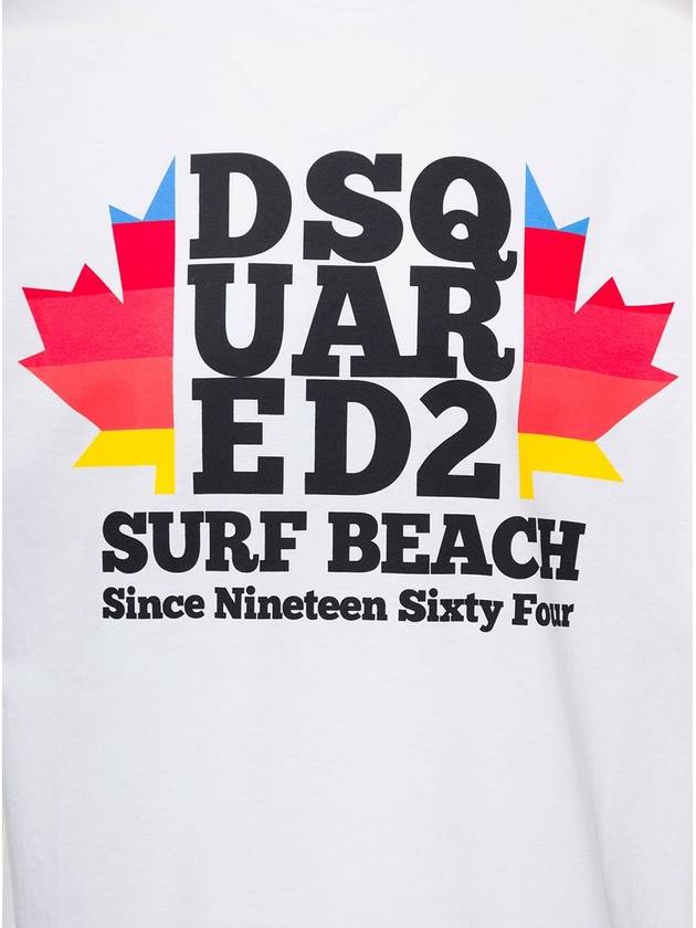 Surf Beach SURF BEACH Short Sleeve T-Shirt White - DSQUARED2 - BALAAN 4