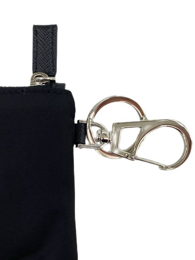 Triangle Logo Nylon Mini Pouch Keychain Black - PRADA - BALAAN 4