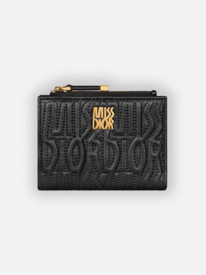 Miss Dahlia Quilted Missdior All Over Motif Lambskin Wallet Black - DIOR - BALAAN 2