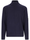 Lambswool GRS Half Zip-Up Knit Top Navy - CP COMPANY - BALAAN 1