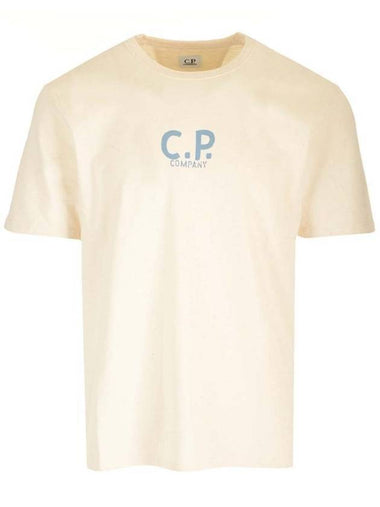 Natural Jersey Short Sleeve T-Shirt Beige - CP COMPANY - BALAAN 1