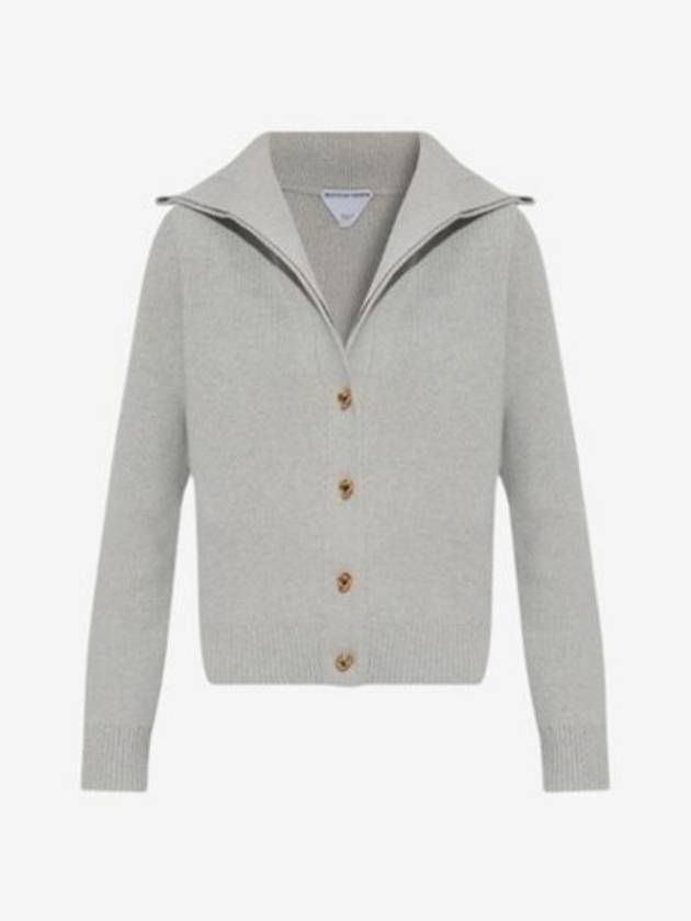 Compact Knot Button Wool Cardigan Moon - BOTTEGA VENETA - BALAAN 2