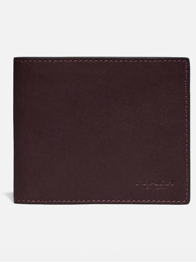 Double Bifold 3 IN 1 Leather Bifold Wallet Dark Brown - COACH - BALAAN.
