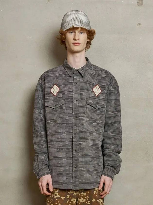 Argyle Western Long Sleeve Shirt Charcoal - UNALLOYED - BALAAN 1