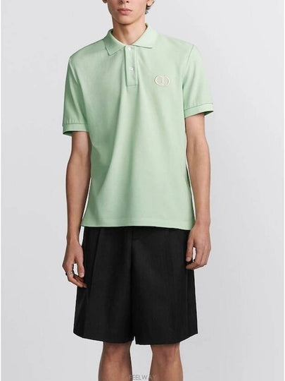 CD Icon Polo Shirt Green Cotton Pique Short Sleeve - DIOR - BALAAN 2