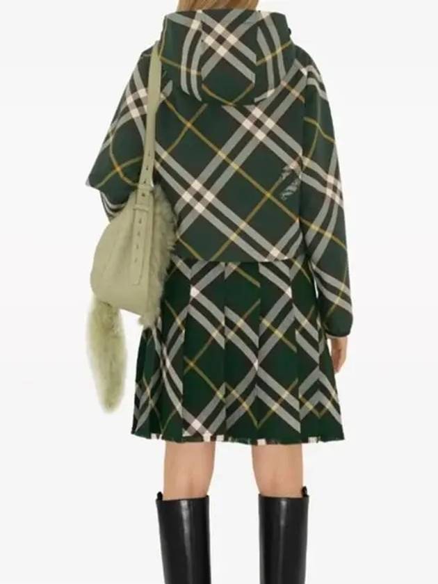 Check Pattern Zip-Up Hoodie Green - BURBERRY - BALAAN 7