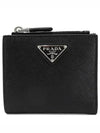 Triangle Logo Saffiano Half Wallet Black - PRADA - BALAAN 2