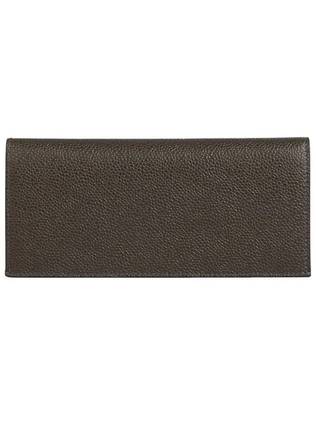 Men's Logo Pebble Grain Leather Long Wallet Brown - THOM BROWNE - BALAAN 3