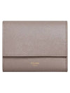 Trifold Grained Calfskin Small Half Wallet Pebble - CELINE - BALAAN 1