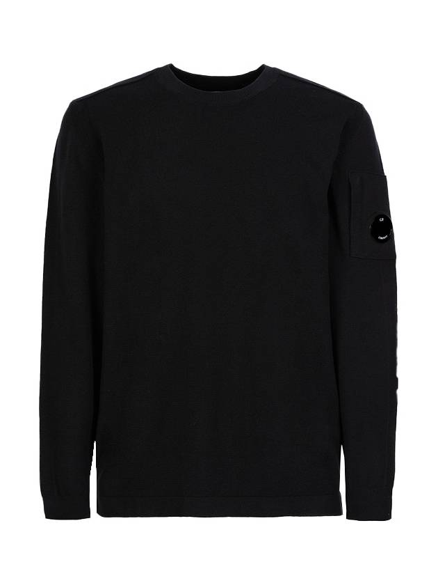 Lens Wappen Merino Wool Knit Top Black - CP COMPANY - BALAAN 2