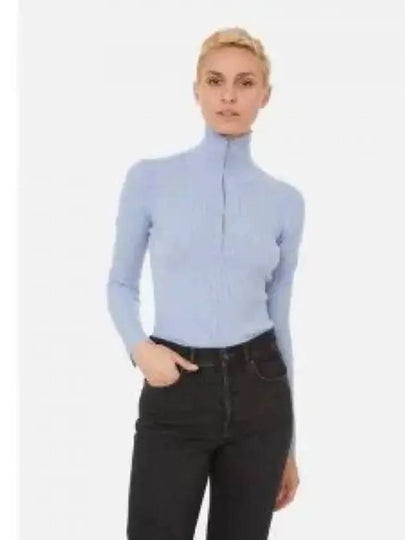 Half Zipper Rib Turtleneck Blue - GANNI - BALAAN 2