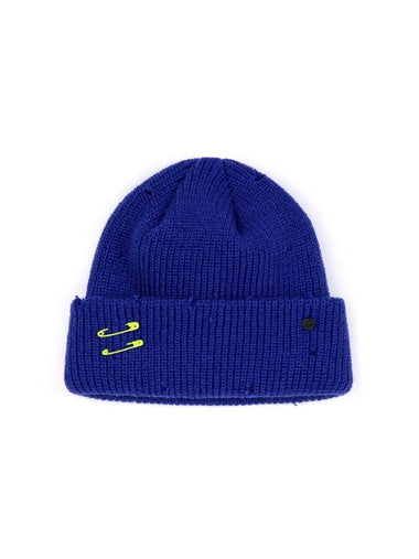 Ripped Custom Short Beanie Blue - BLACKBLOND - BALAAN 1