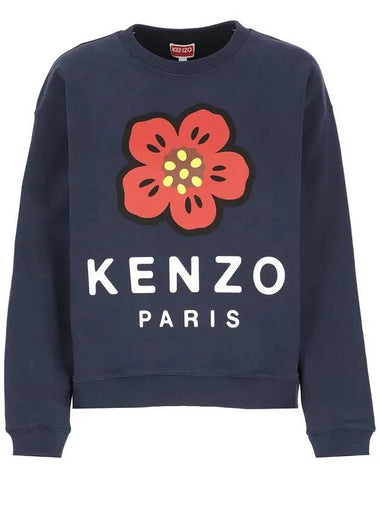 Women's Boke Flower Print Logo Sweatshirt Midnight Blue - KENZO - BALAAN 1