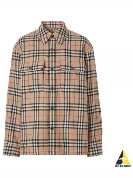 Vintage Check Wool Cotton Over Long Sleeve Shirt Archive Beige - BURBERRY - BALAAN 2