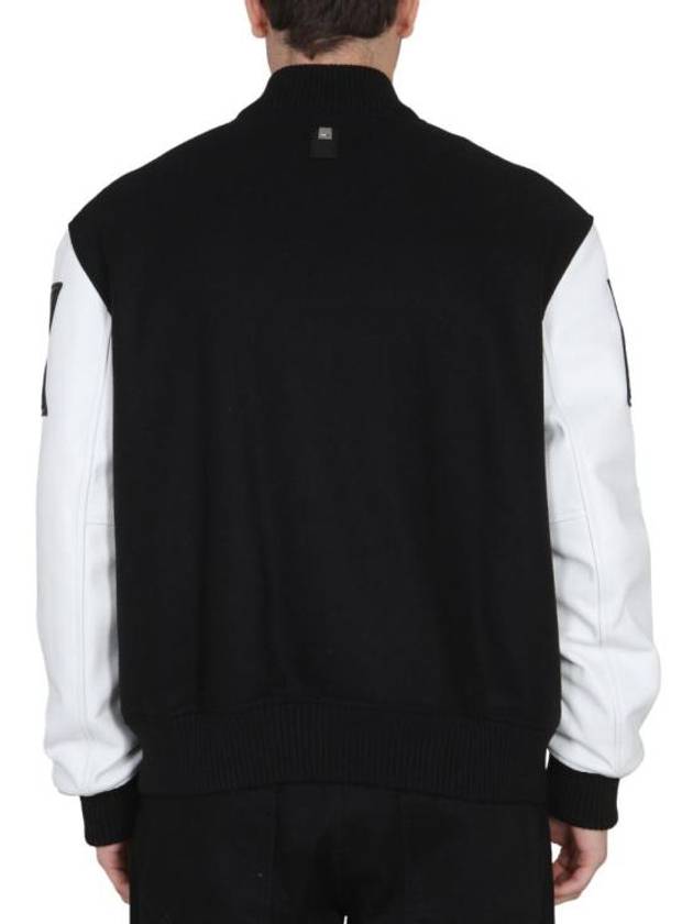 Classic Embossed Logo Leather Varsity Jacket White Black - 1017 ALYX 9SM - BALAAN 4