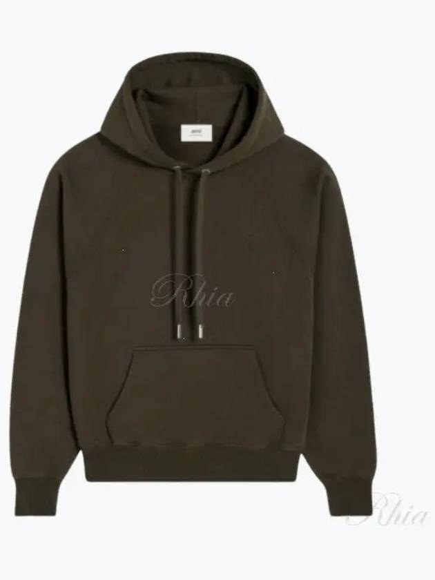 Logo Embroidered Drawstring Hoodie Green - AMI - BALAAN 2