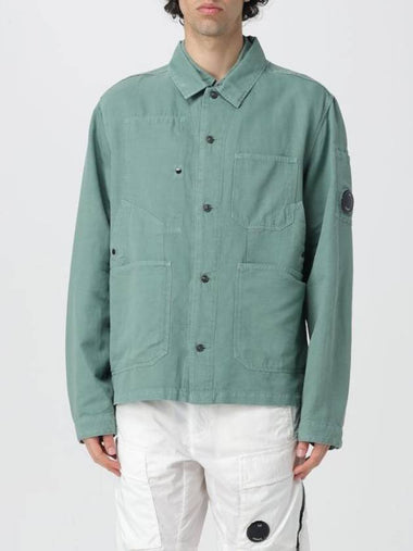 Cotton Linen Over Long Sleeve Shirt Green - CP COMPANY - BALAAN 1