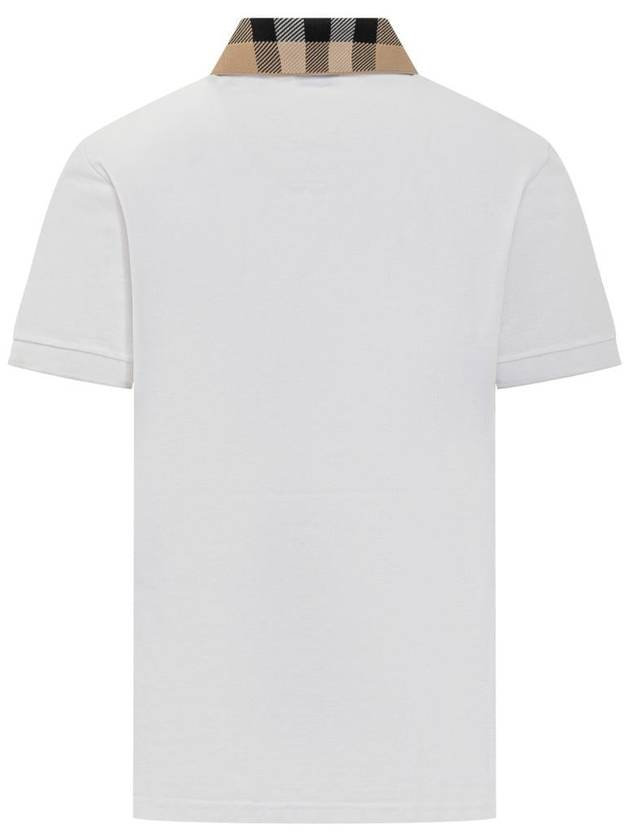 Men's Check Collar Cotton Polo Shirt White - BURBERRY - BALAAN 3