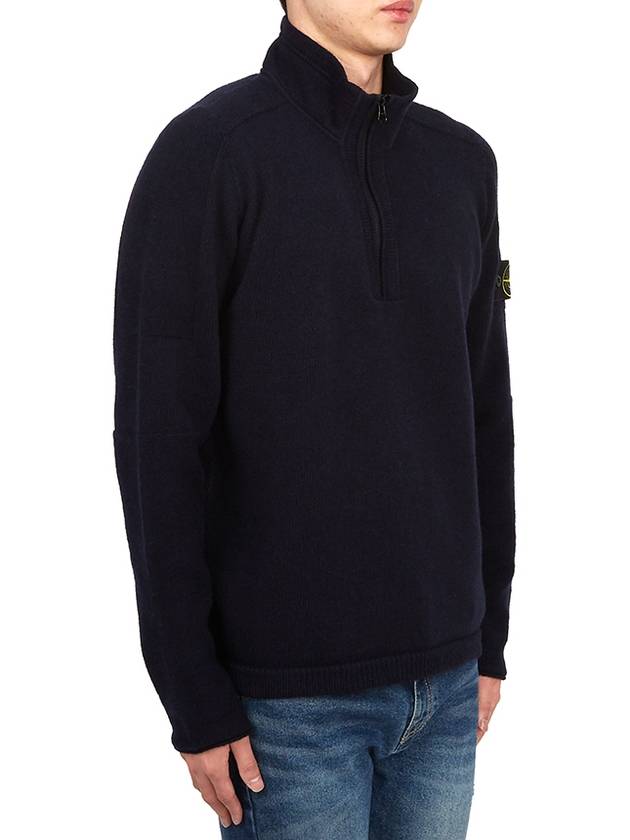 Wappen Patch Lambswool Half-Zip Knit Top Navy - STONE ISLAND - BALAAN 4