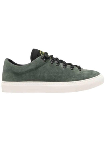 Suede Leather Low Top Sneakers Musk Green - STONE ISLAND - BALAAN 1