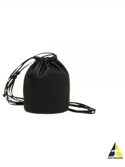 LEATHER BIG ROUND STRING POUCH A23AB01AE BLACK - AURALEE - BALAAN 1